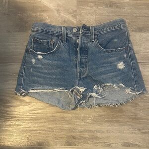Levi's Blue Distressed Jean Shorts